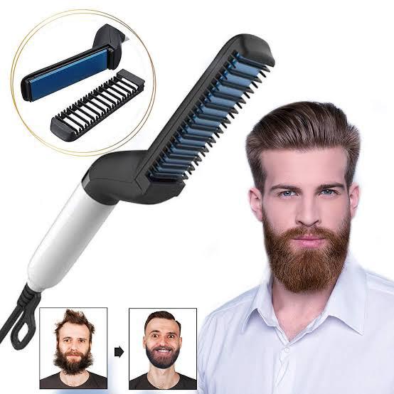 Multifunctional Hair & Beard Straightener Comb Brush Quick Hair Style For Men - Gadgetifyy