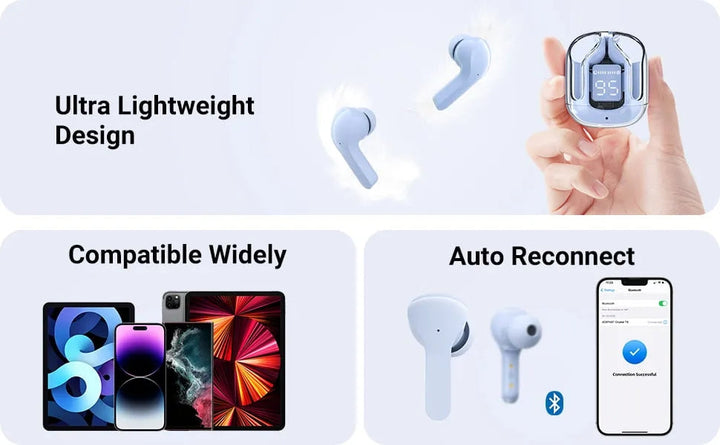 Air31 Earbuds Crystal Transparent Body - Gadgetifyy
